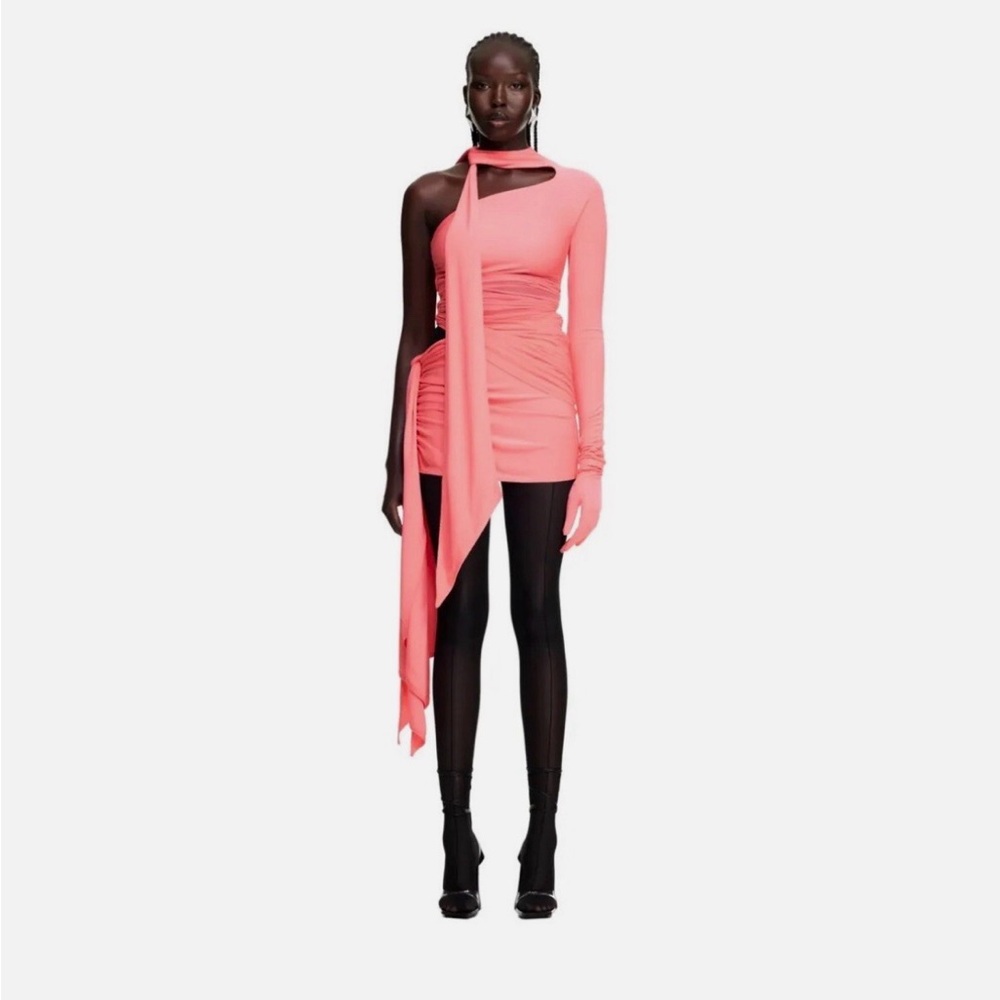 MUGLER x H&M Pink One-Shoulder Dress Small